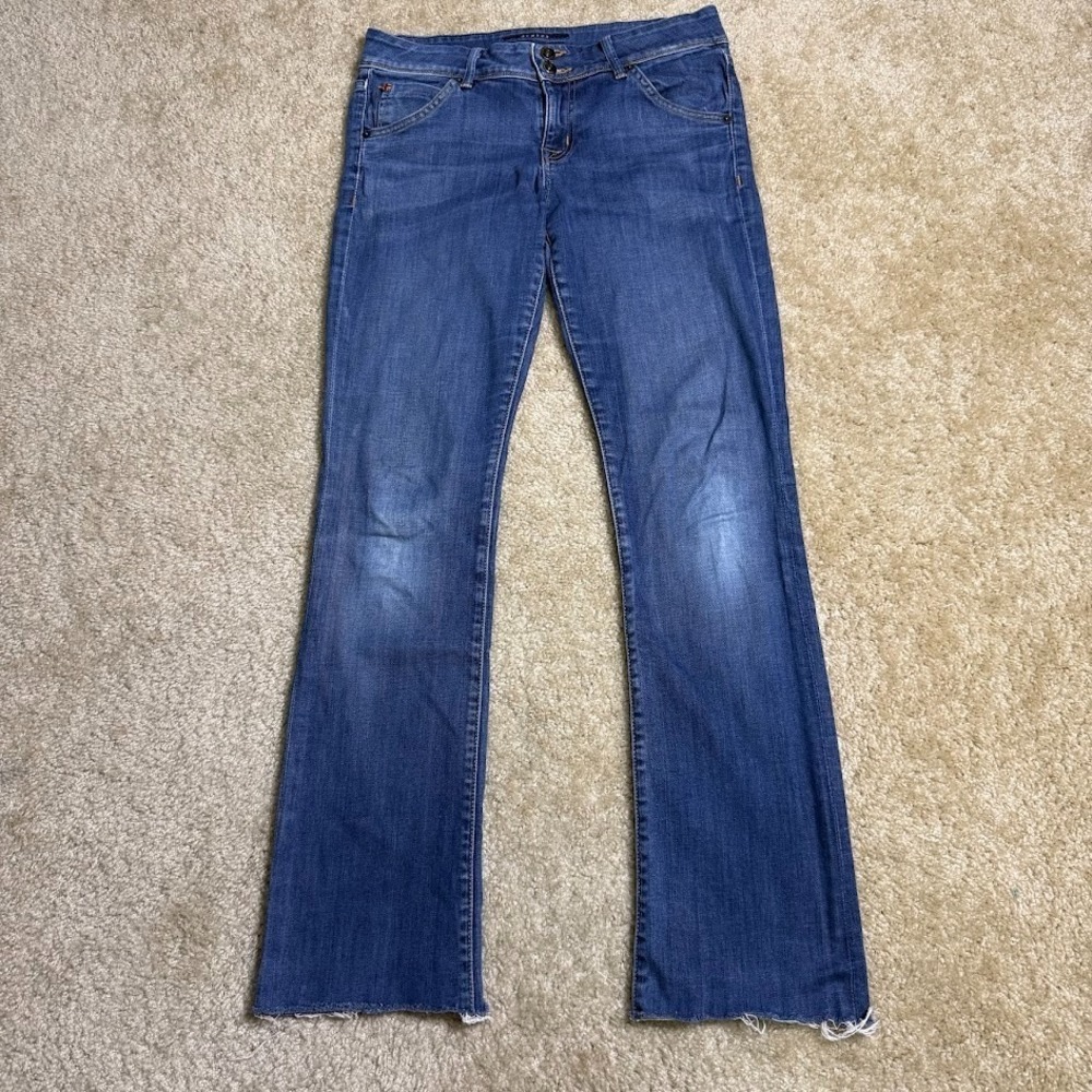 Vintage Hudson Jeans Womens 26 Blue Flare Bootcut Denim Stretch USA Made Y2K 90s